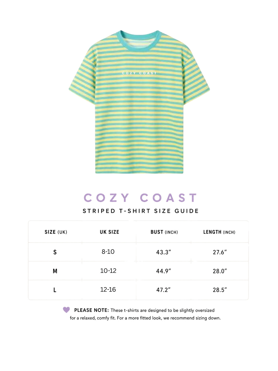 Striped lilac/butter yellow & bubblegum pink oversized T-shirt