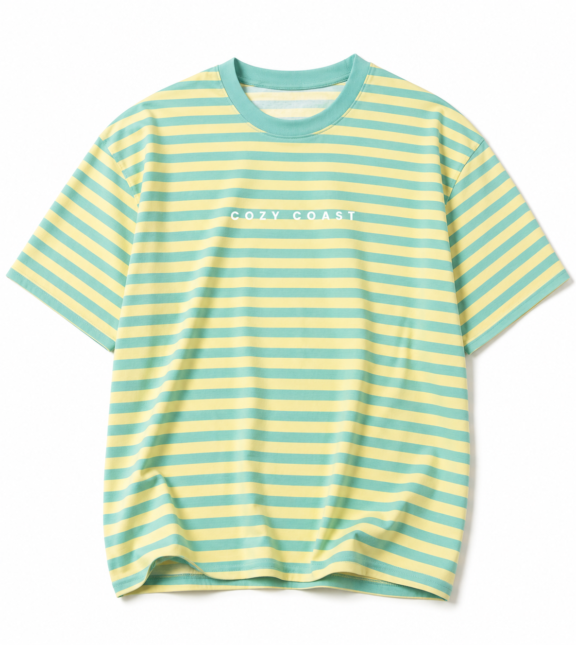 Striped mint and butter oversized T-shirt