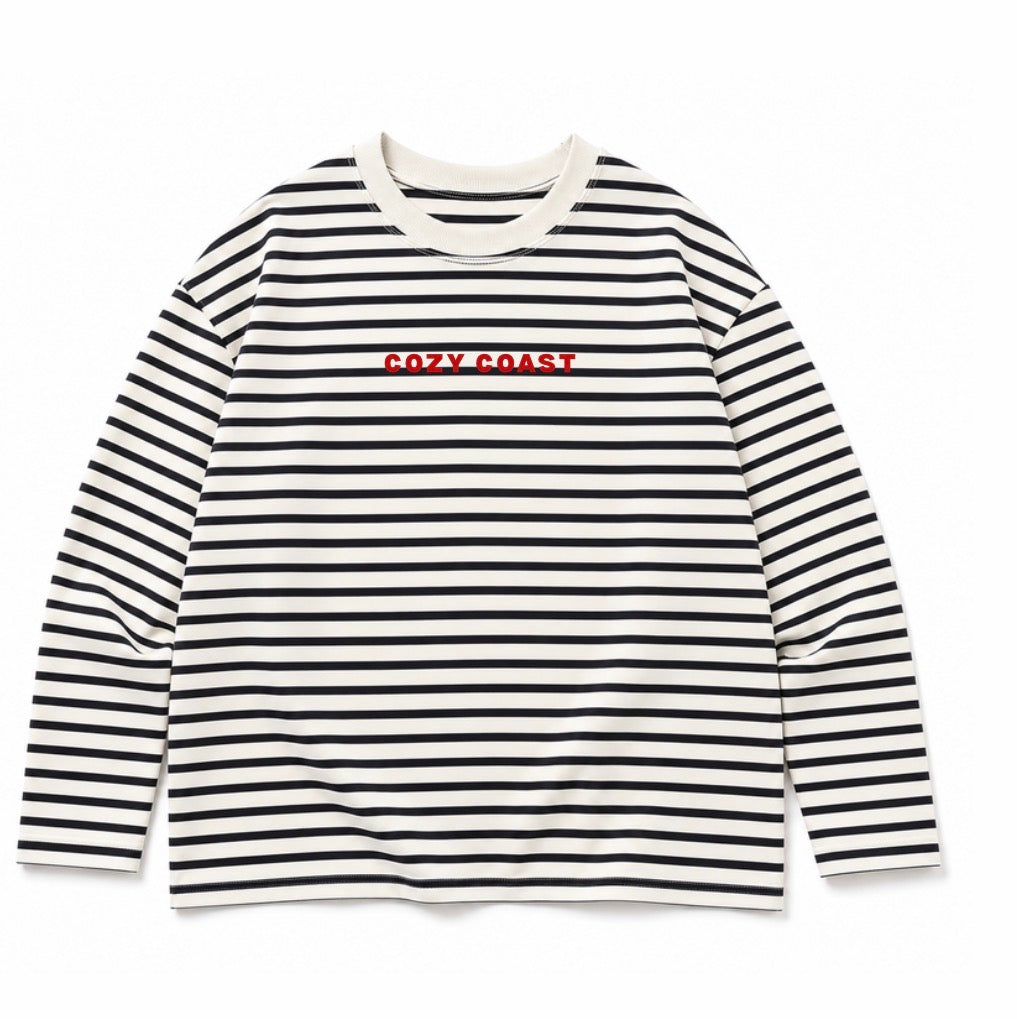 White & Navy striped top