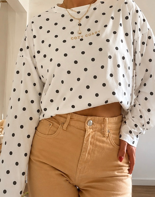 Polka dot long sleeve top