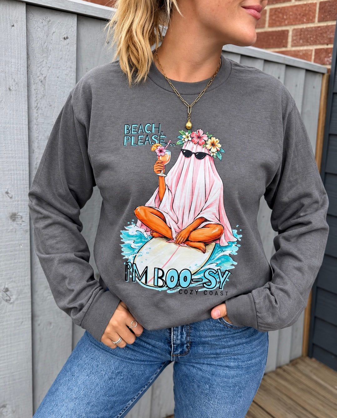 Beach please, I’m BOO-zy long sleeve T-Shirt