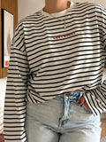 White & Navy striped top