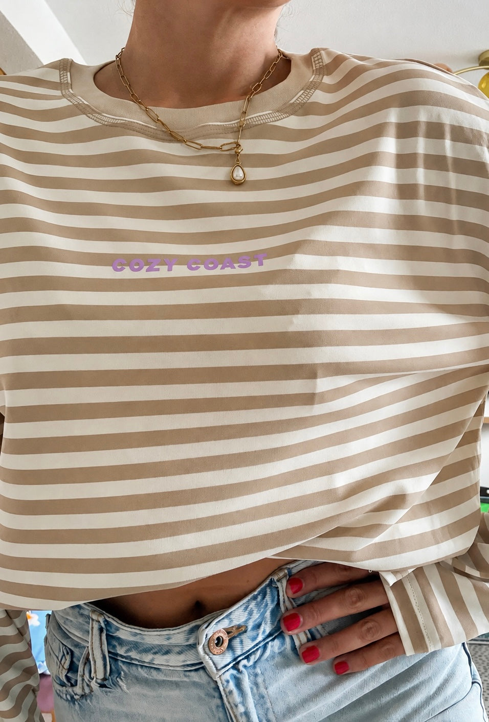 Cream & Beige striped top