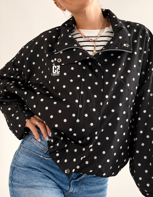 Black polka dot lined jacket