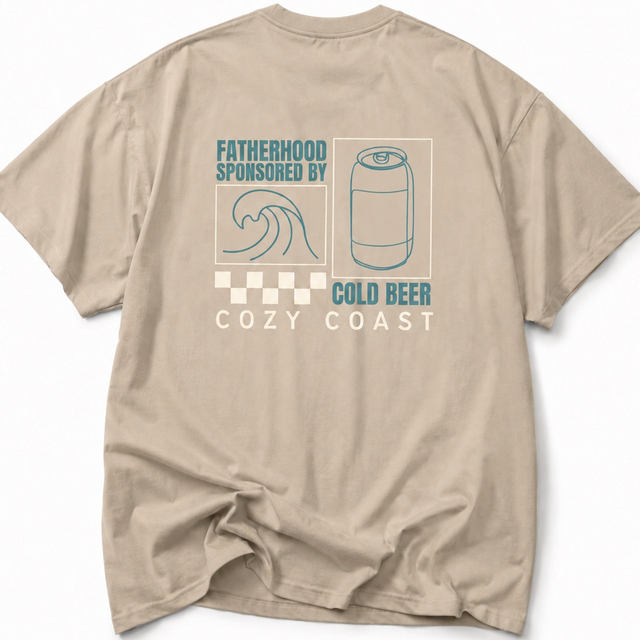 Men’s Fatherhood sponsored by cold beer T-shirt