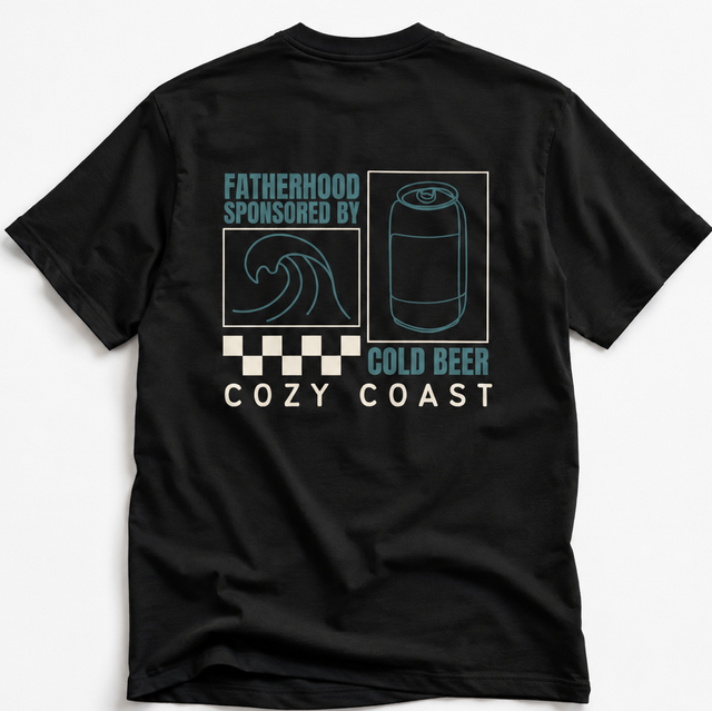 Men’s Fatherhood sponsored by cold beer T-shirt