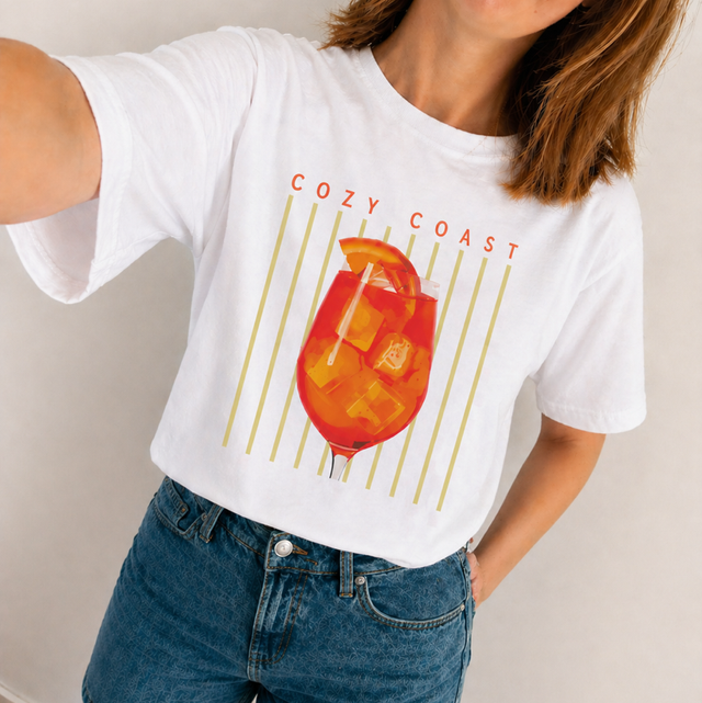 Aperol Spritz Over-Sized Stripe T-Shirt