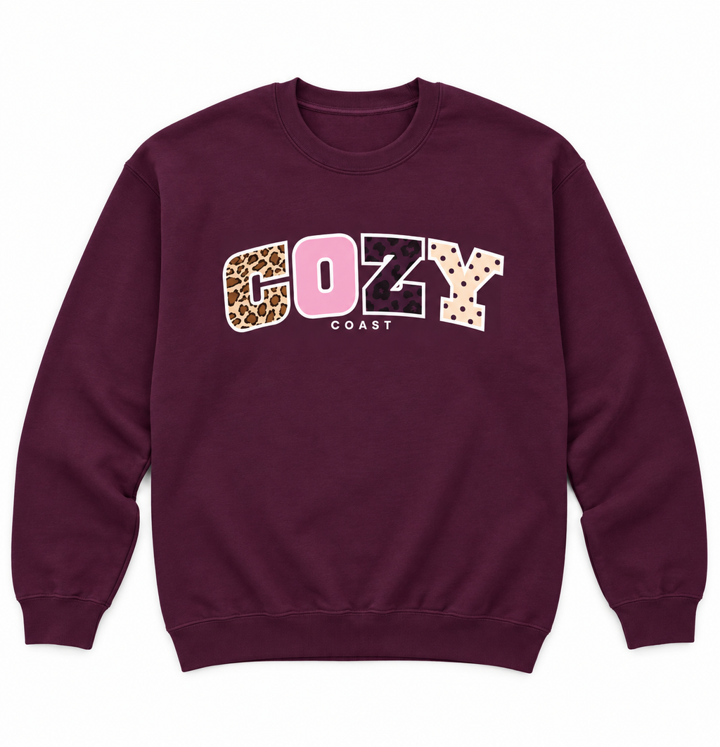 Cozy Coast pink & burgundy Sweatshirt