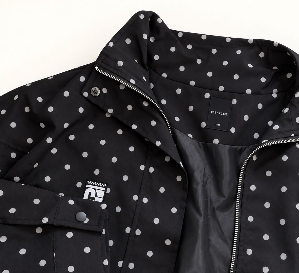 Black polka dot lined jacket